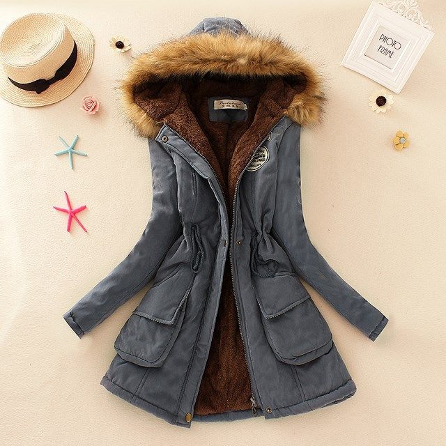 2015 nuevo invierno para mujer Parka Casual outwear abrigo con capucha militar chaqueta de invierno mujer de pieles mujer ropa manteau femme