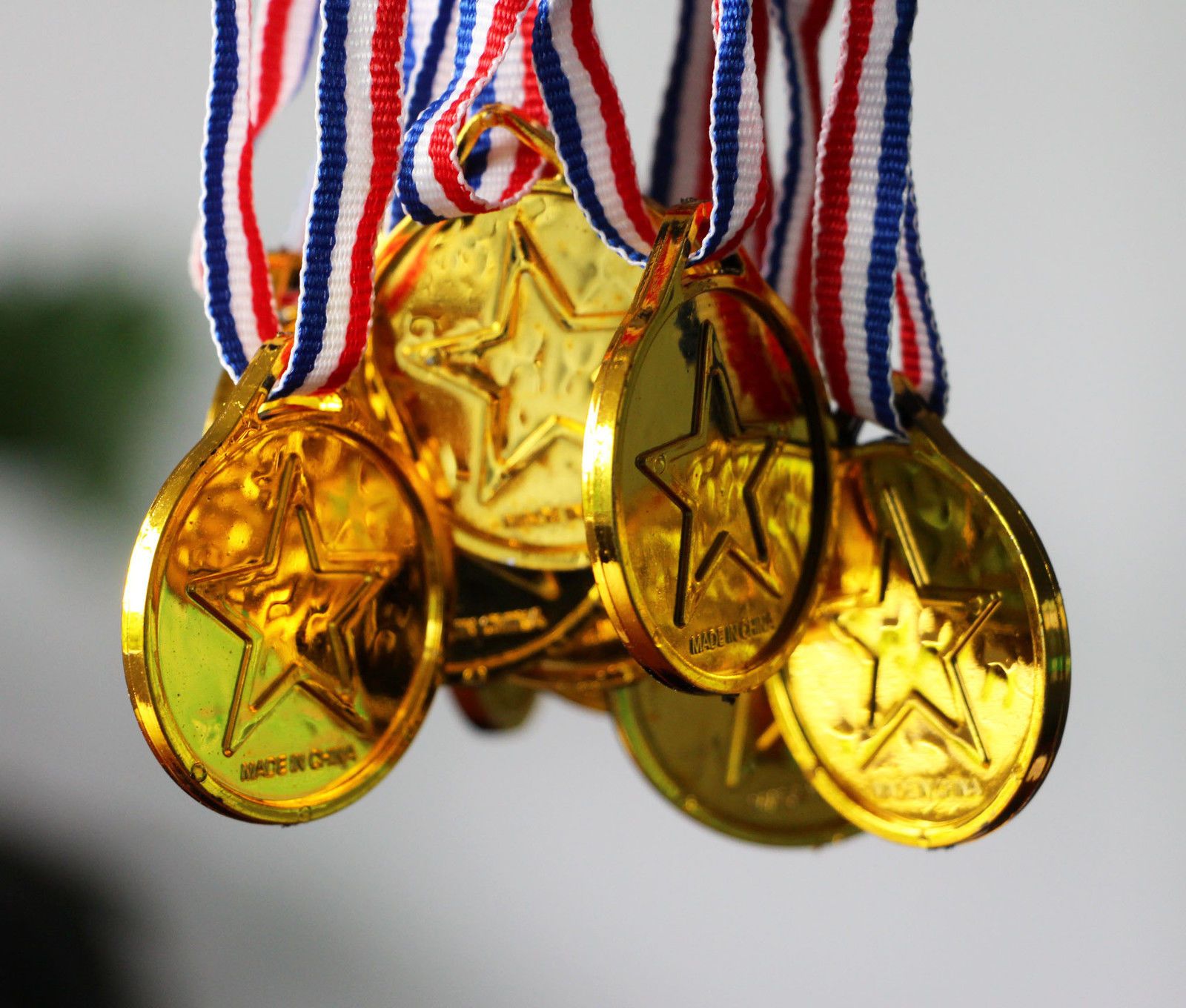 Children Gold Plastic Winners Medals Sports Day Party Bag Prize Awards