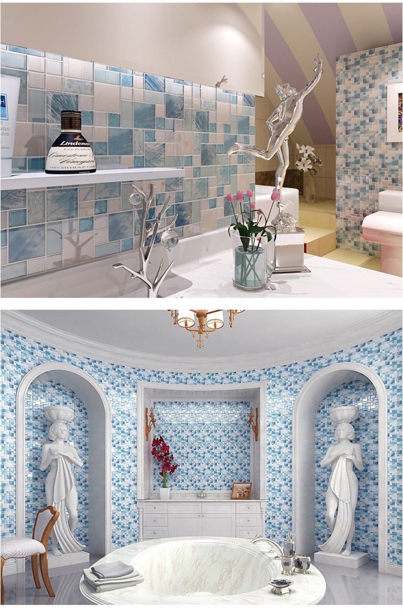 2019 Modern 11sheetsblue Sea Glass Kitchen Tiles Bathroom Mirror Tile Backsplash Silver Stainless Steel Fireplace Deco Mesh From Kingstory