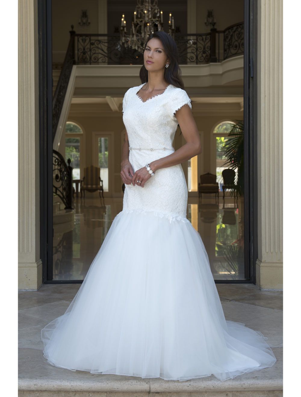 Mermaid cut with tulip sleeves sweetheart neckline shop