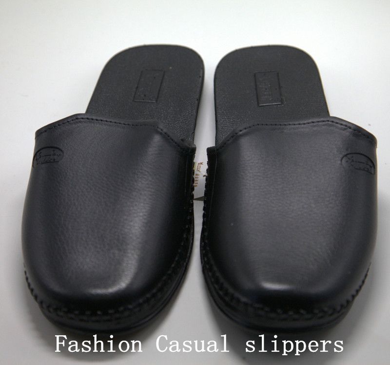 2016 Fashion Classical Indoor Men Slippers Shoes Huarache Home Bedroom Indoor Anti Slip Pure Leather Slippers Pantufa Zapatilla Casa 5002 Men Boots