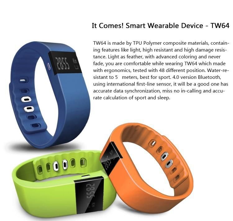 TW64 Smart Watc Fitness Tracker Bluetooth 4.0 Bracelet Intelligent Podomètre Bracelet 