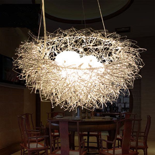 Modern Bird Nest Pendant Light Art Aluminum Lights For Home Decoration Restaurant Bedroom Lamp Fixtures Exterior Oil Rubbed
