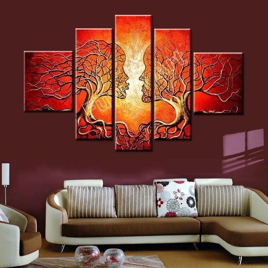 2019 Handpainted Paintings From Artist Directly Modern Abstract Tree Lover Oil Painting On Canvas Wall Painting For Bedroom Art Of Love From
