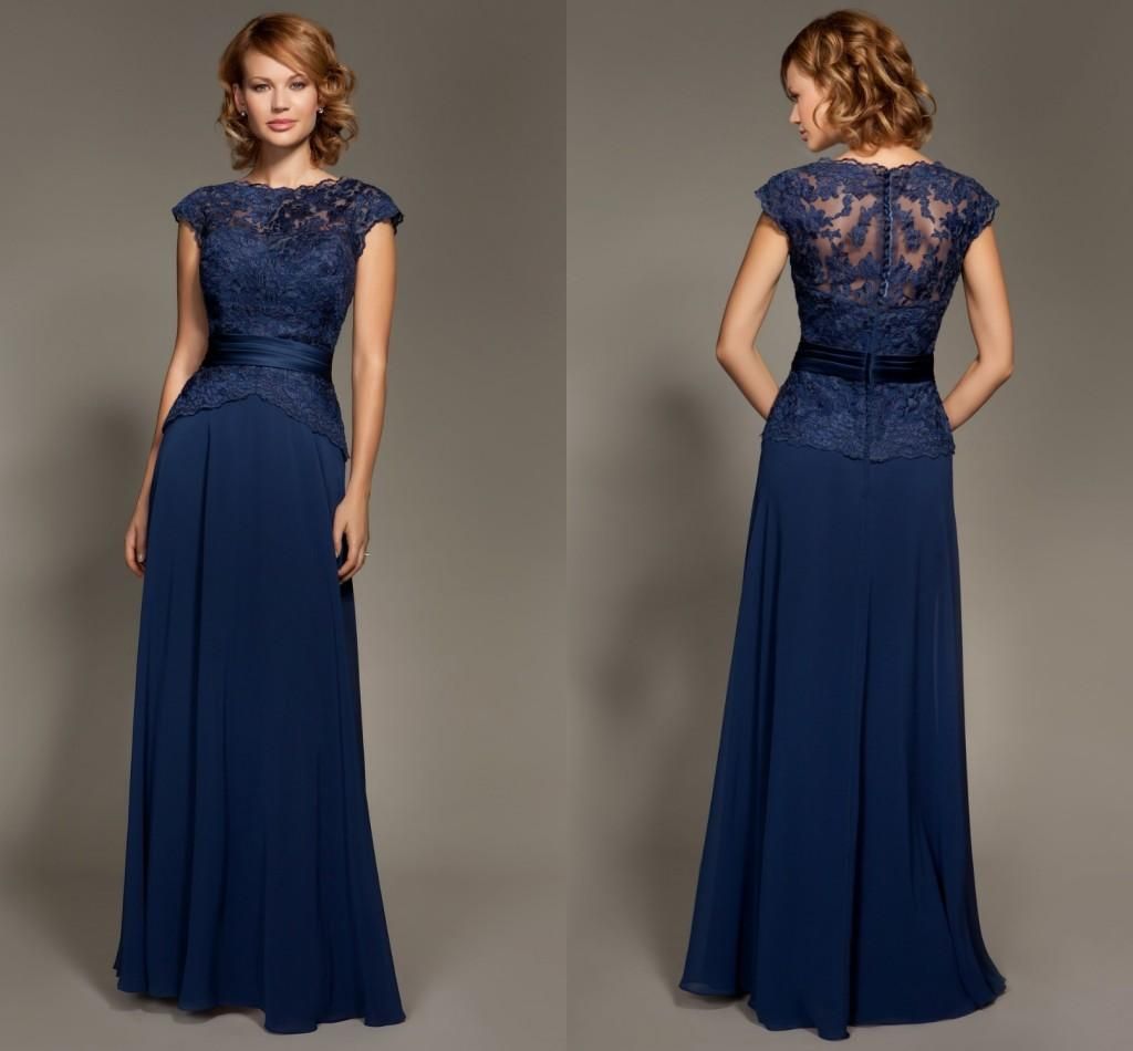 Elegant Lace Bridesmaid Dresses Navy ...