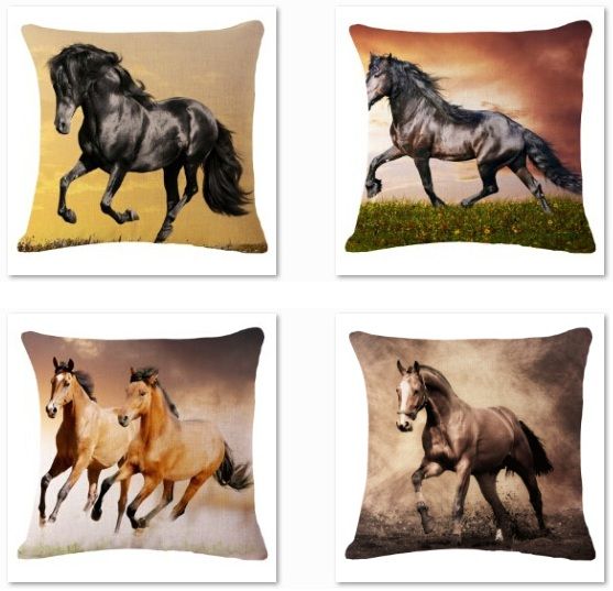 Running Horse Cushion Covers Watercolor Horse Pillows Covers Sofa
