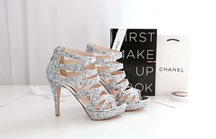 wide width silver heels