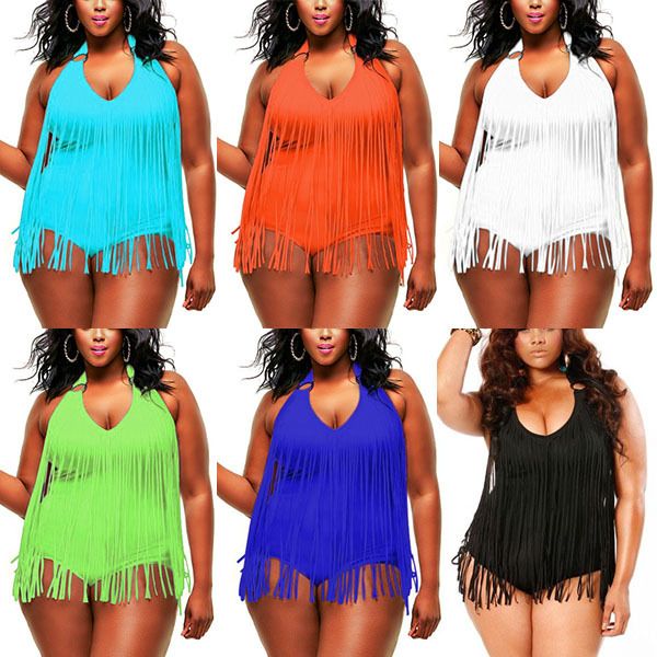 plus size fringe swimwear