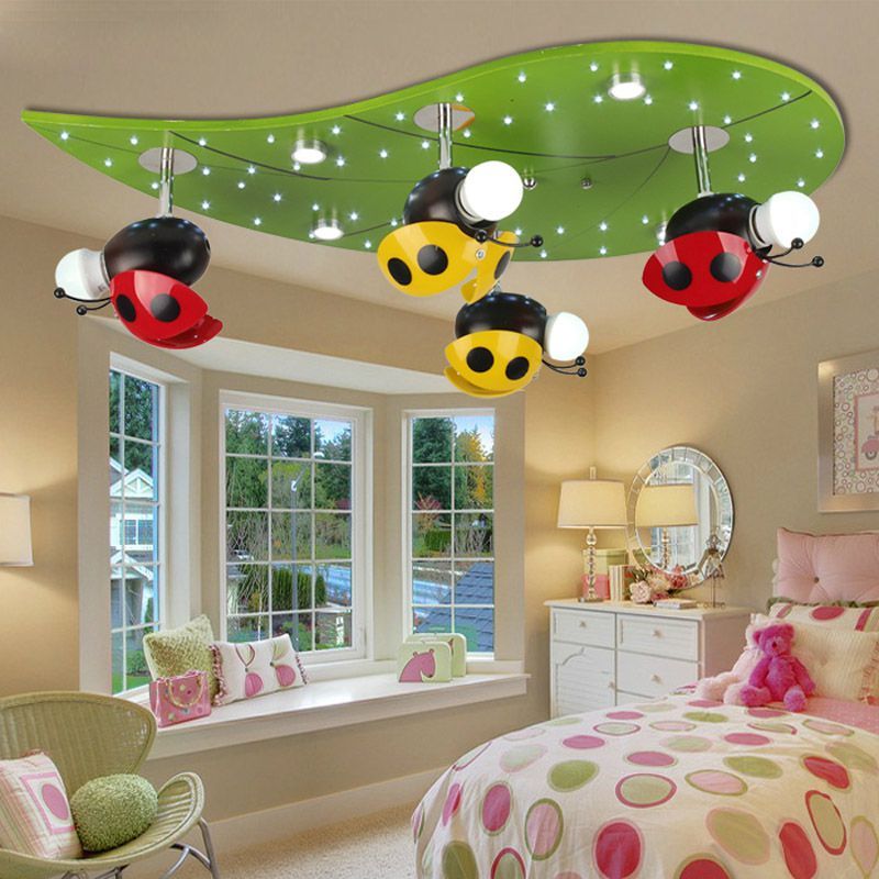 Cartoon Beetle Kids Room Ceiling Fixtures Cute Wooden Boy Girl Room Ceiling Lights Children Bedroom Ceiling Lamp Canada 2019 From Oovov Cad 257 25