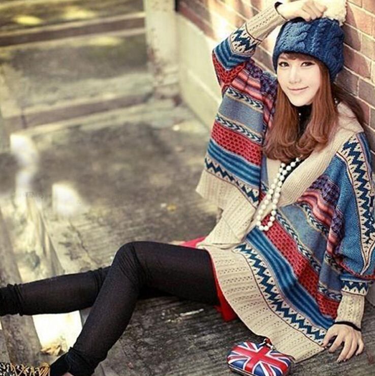 Vintage Boho Ethnic Knitted Cardigan 