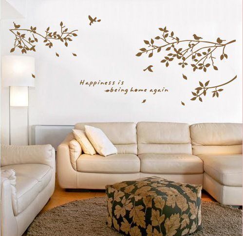 Black White Coffee Birds On The Tree Branch Wall Decal Art Sticker Living Room Bedroom Wall Quote Mural Poster Wall Stickers Cheap Wall Stickers