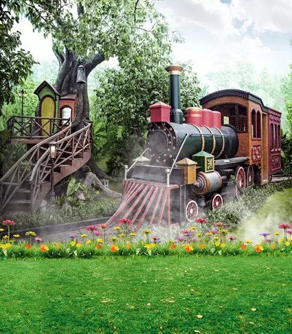 5X7ft New Park Garden Vintage Train Baby Props Studio Backgrounds For  Photos Muslin Computer Printed Vinyl Photography Backdrop