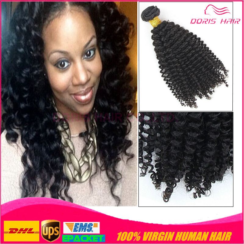 100 Human Hair Afro Kinky Curly Sew In Hair Weave Virgin Human Hair Weft 2 Bundles Double Weft Human Hair Extensions Free Dhl Wefted Hair Extensions