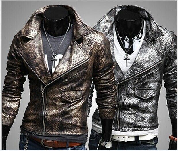 Men Leather Jacket Washed Crocodile New Winter Large Lapel Short Zipper Slim Mans Waistcoat Designs Mens Outerwears Coat Coats