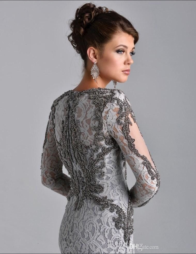 grey lace overlay dress