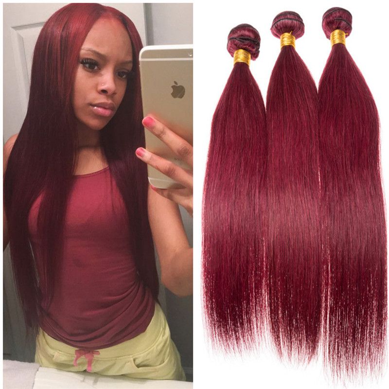 2020 Straight Human Hair Bundles 99j Wine Red Russian Human Virgin