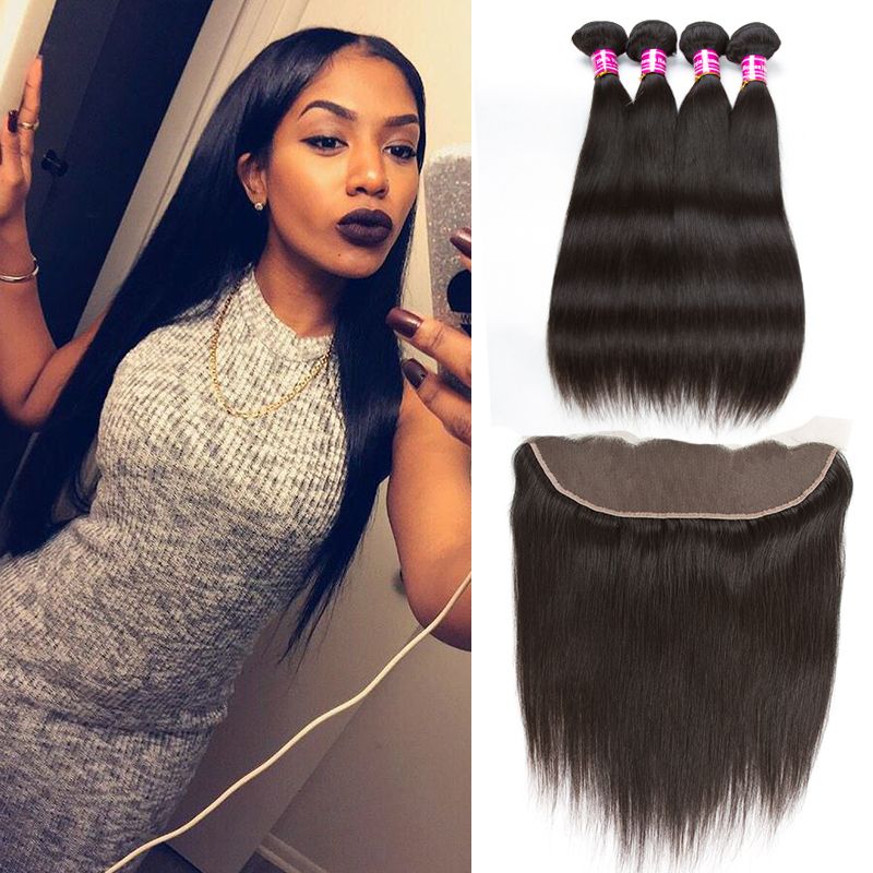 Brazilian Peruvian Straight Human Hair Weave Bundles Straight