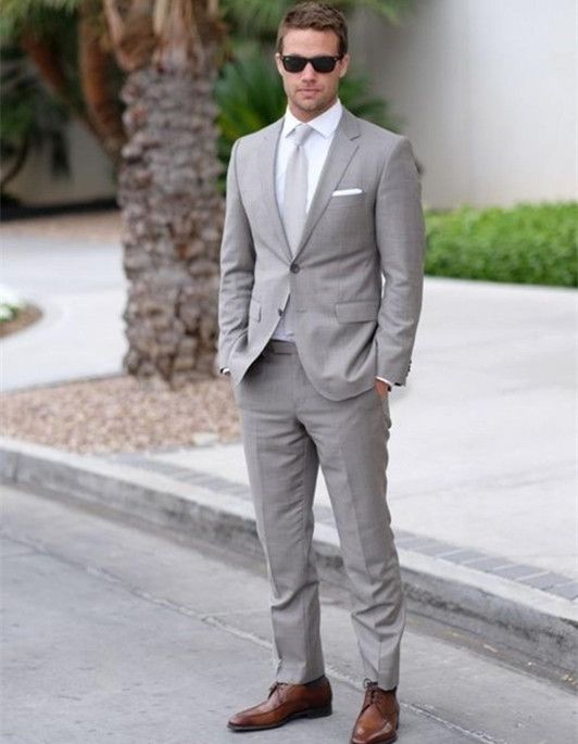 Acquistare Smoking Da Uomo Grigio Chiaro Abiti Da Uomo Slim Fit Smoking Da  Sposo Uomo Due Pezzi Economici Formale Vestito Da Groomsmen Da Uomo Giacca  + Pantalone Economico | Consegna Veloce E
