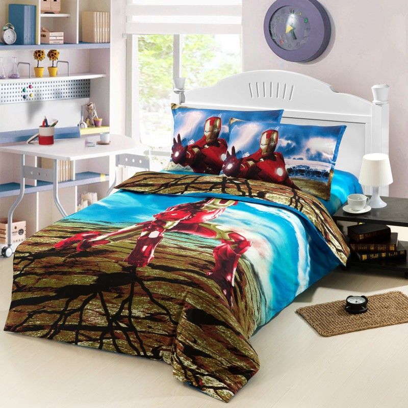 New Arrival Iron Man Boys Kids Character Bedding Sets Twin Full