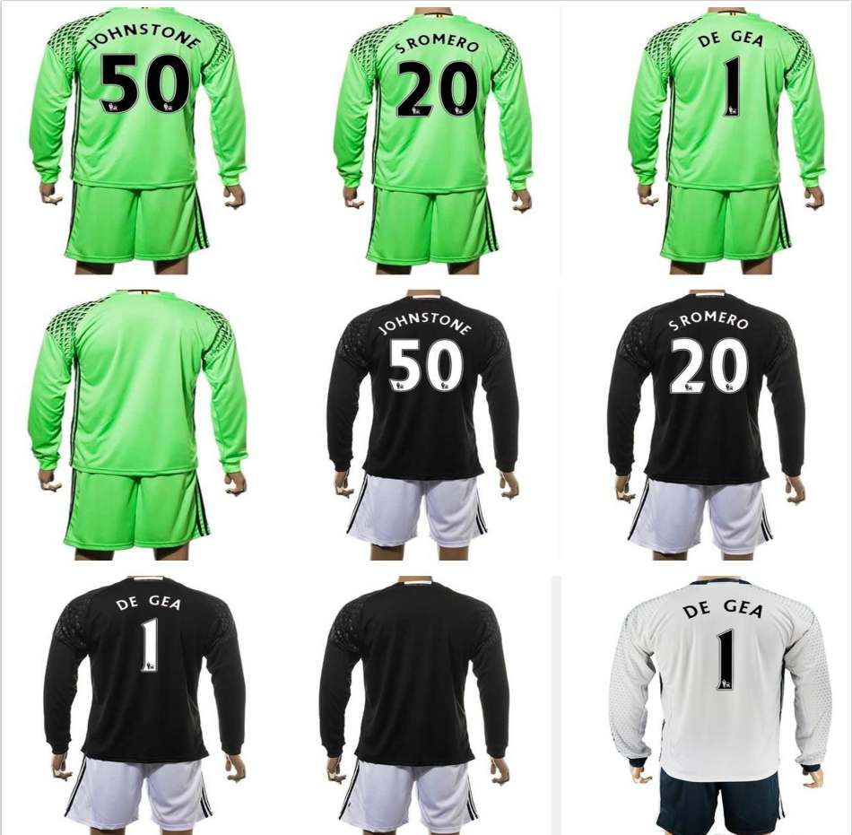 2021 2016 17 Long Goalkeeper United Kits Goalkeeper Soccer Sets 1 David De Gea 20 S.Romero