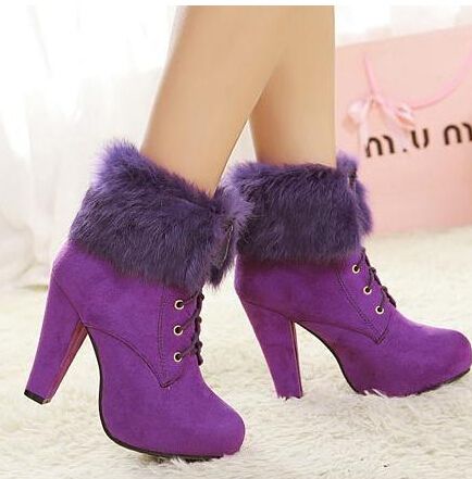 purple ankle boots womens