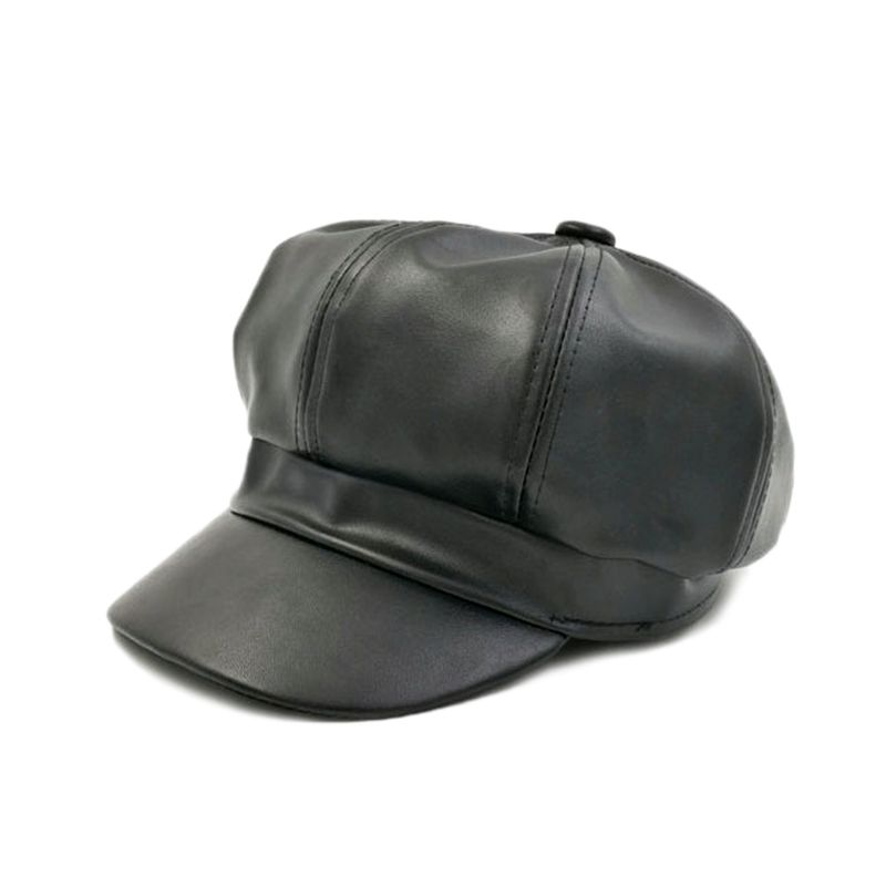 leather beret cap