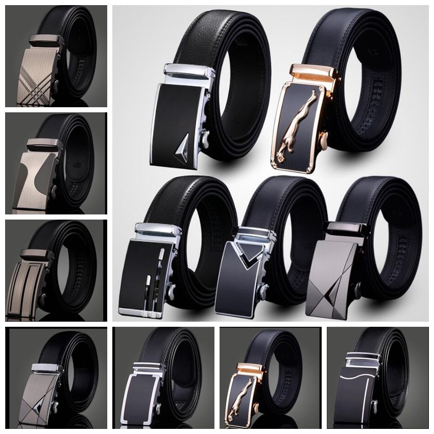 Luxury Men/'s Leather Belt Automatic Buckle Waist Strap 120CM Size 36 OR Less