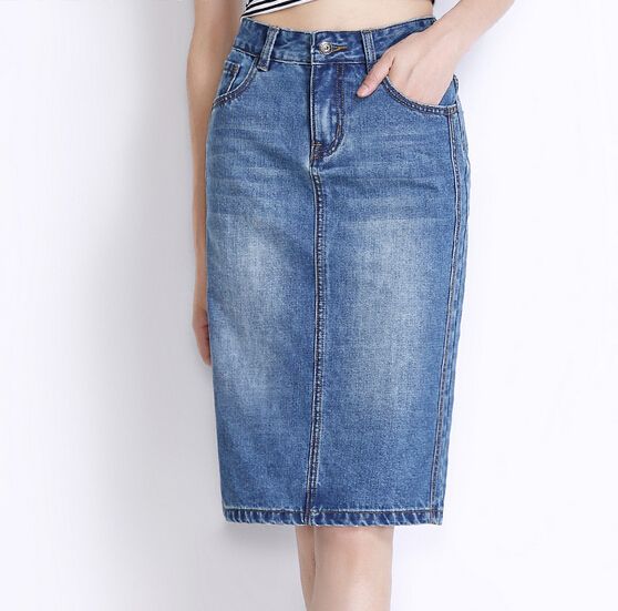 womens denim skirts knee length