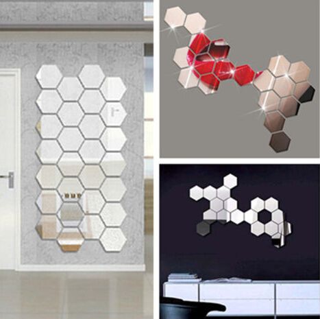 Reflective Mirror Stickers Self-adhesive Wall Sticker Bedroom Bathroom New UK