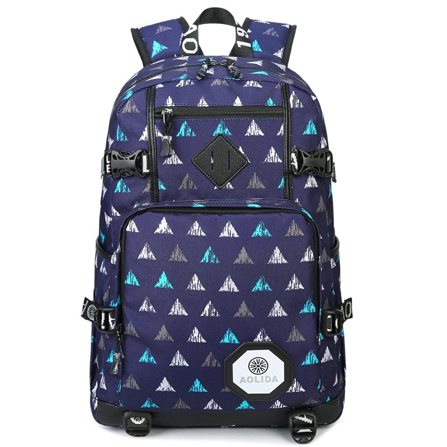 Unisex PU Leather Backpack Teal Camo for Women Brown Print Womens Casual Daypack Mens Travel Sports Bag Boys College Bookbag