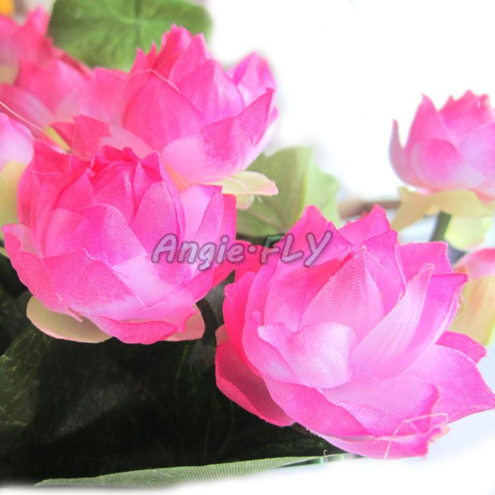 2021 TMC 1 Bouquet Silk Green Leaf Plant Mini Artificial Lotus Flower