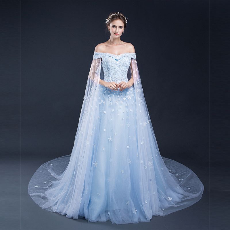 sky blue wedding gown