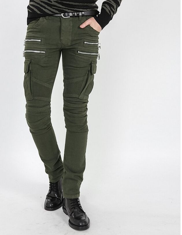 2021 BALMAIN Jeans Balmans Biker Jeans Leisure&Casual Pants Zipper Fly