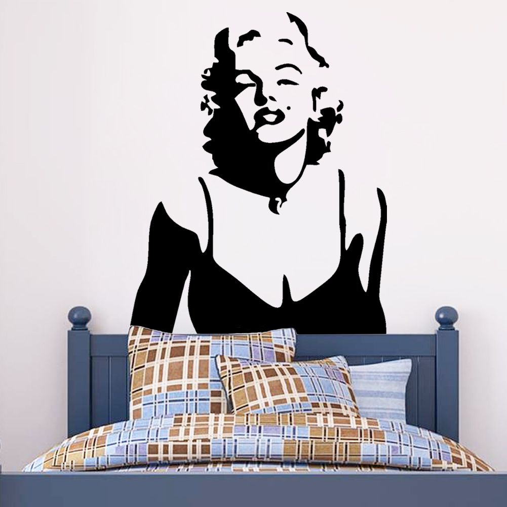 Sexy Marilyn Monroe Wall Art Decal Sticker Classic Marilyn Monroe Home Decoration Wallpaper Mural Sticker Living Room Bedroom Wall Decal World Map