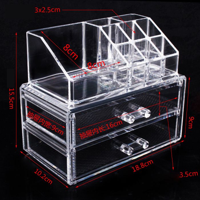 2019 Drawer Clear Acrylic Crystal Cosmetic Organizer Makeup Case