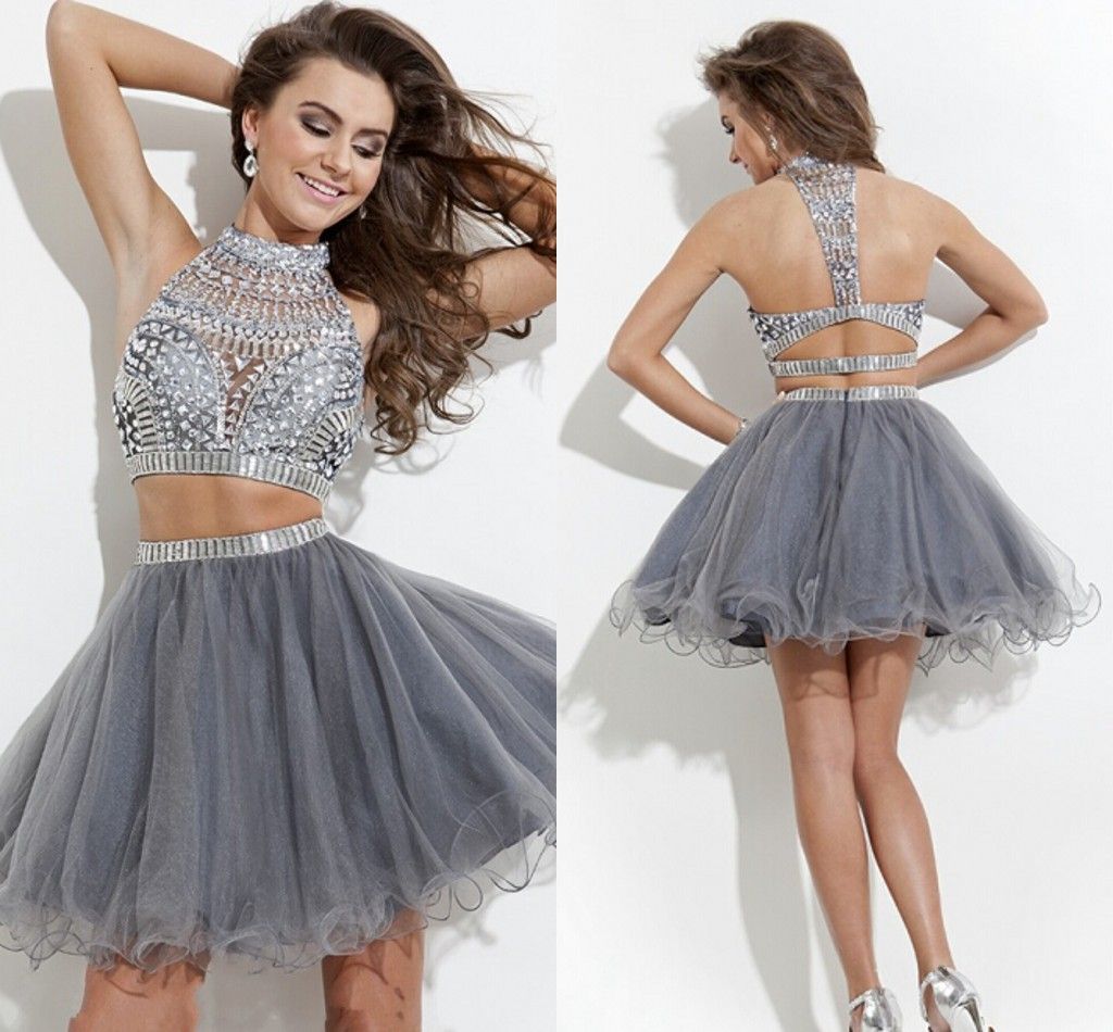 gray short prom dresses