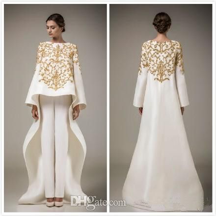 Acquistare 2019 Abiti Arabi Dubai A Maniche Lunghe 2019 Abiti Da Sera Del  Medio Oriente Elegante Abito Da Ballo Bianco Senza Pantaloni Economico |  Consegna Veloce E Qualità | It.Dhgate