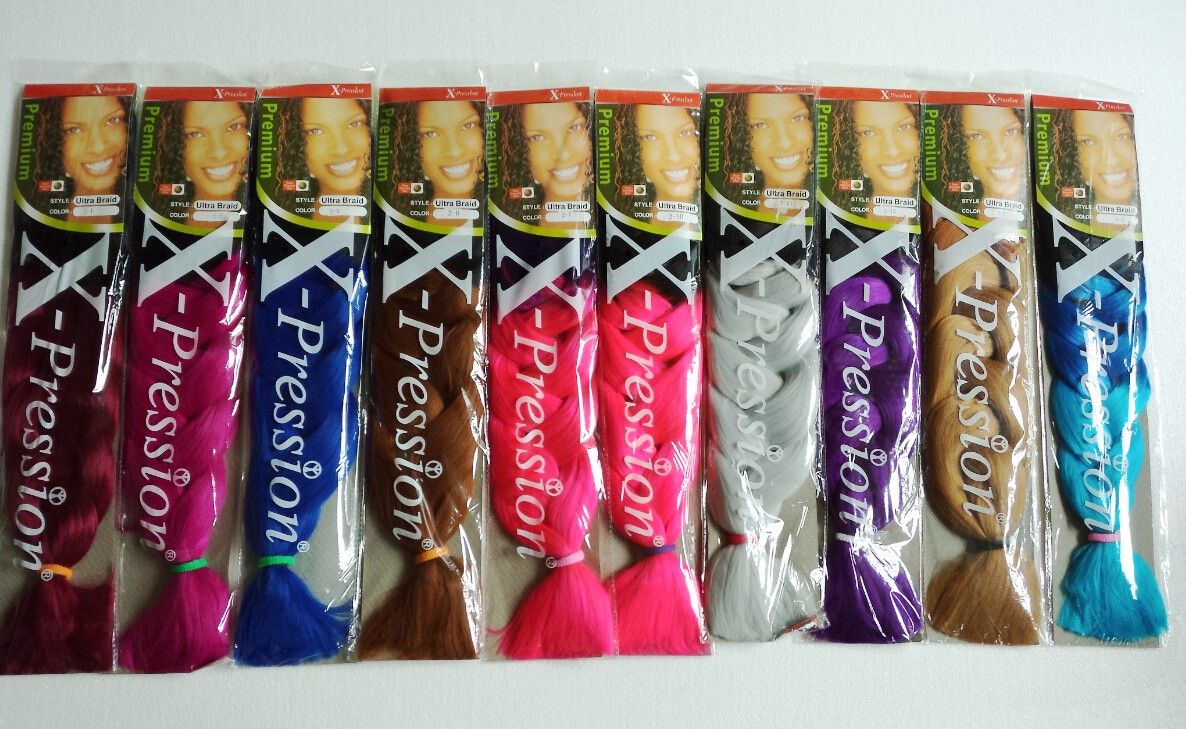 X Pression Ombre Two Toned Blue White Braid Hair Bulk ...