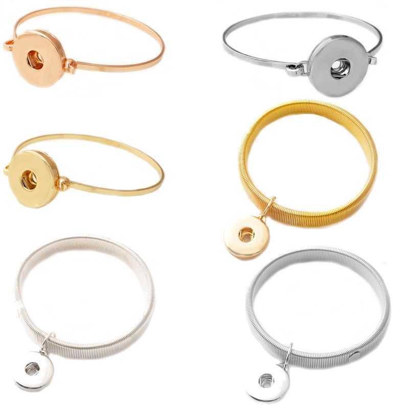 2016 Fashion1pcs Punk Metal Bangle Bracelets for Noosa Snaps Charm Button A-01