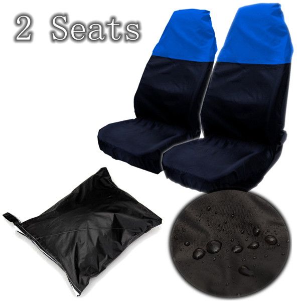Details About 2 X Black Blue Front Universal Auto Car Water Details About 2 X Black Blue Front Universal Auto Car Water Resistant Nylon Seat Protectors Covers Waterproof Truck Winter Cover From