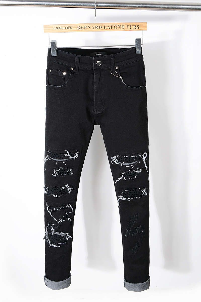 AMIRI Marca Uomo Distressed Distrutto Pantaloni Uomo Patch Ricamate A Zampa  Nera Skinny Robin Jeans Biker Pantaloni Slim Paura Di Dio 29 42 Da 52,32 €  | DHgate Italy