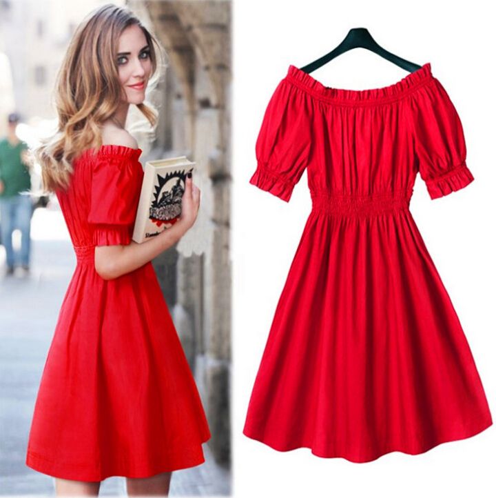 red spring dress