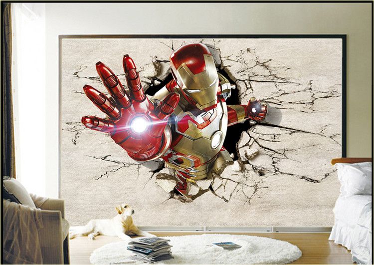 3d View Iron Man Wallpaper Giant Wall Murals Cool Photo Wallpaper Boys Room Decor Tv Background Wall Bedroom Hallway Kids Room High Definition