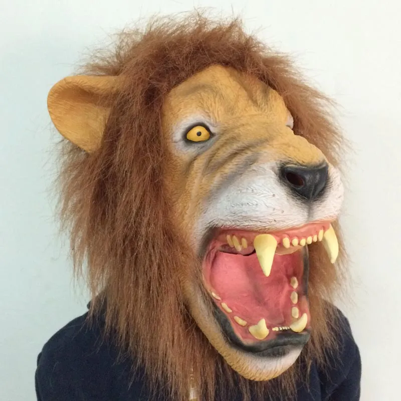 Mascarilla De Látex De León De Miedo Máscara De Animal Realista Con