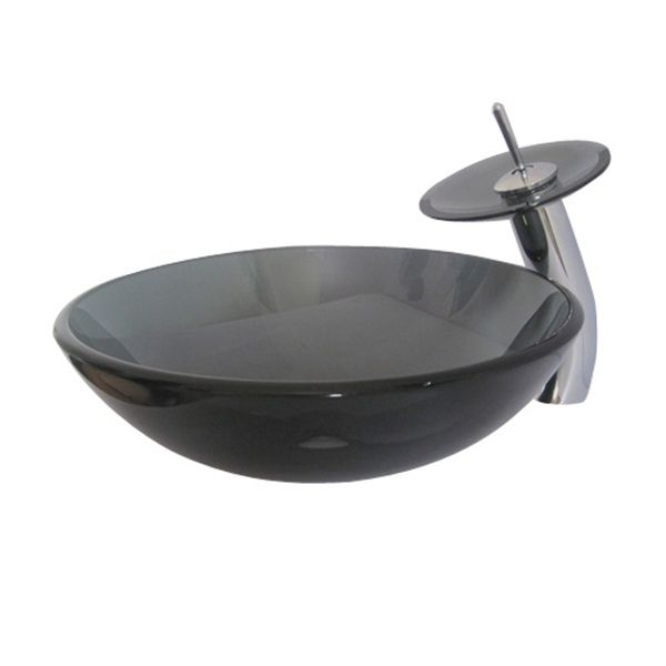 2021 Grey Glass Round Tempered Glass Vessel Sink With Waterfall Faucet Set Vt 4074 From Vtsanitary 140 71 Dhgate Com