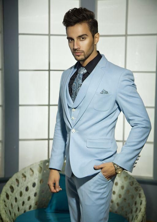 Compra Trajes De Boda Para Hombre Trajes Elegantes Para Hombres Chaleco  Azul Suite De Novios Para La Boda Venta Caliente De Un Botón Tuxedos  Chaqueta + Pantalones + Chaleco Barato | Entrega