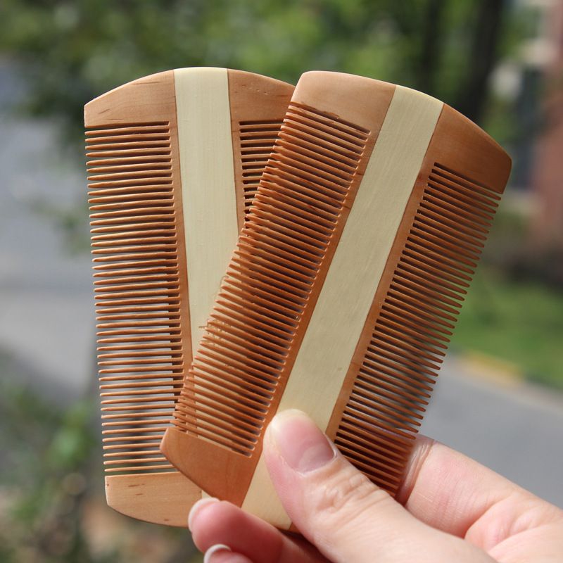 Two Side Peach Wood Comb Romove Lice Healthy Massage Hair Comb