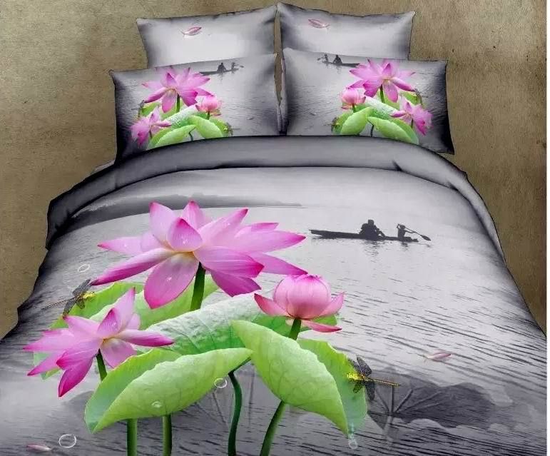 3d Water Lily Lotus Floral Bedding Sets King Queen Size Quilt