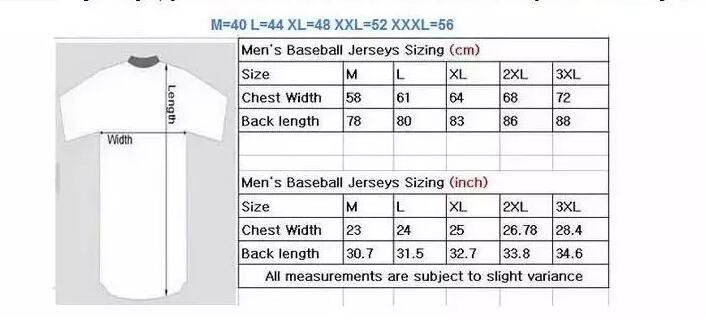 Mens Jersey Size Chart