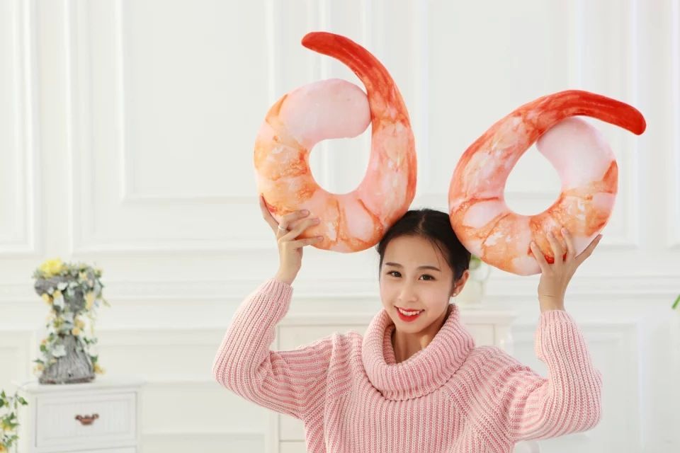 Novelty Huge Shrimp Meat 3d U Shaped Neck Pillow Creative Throw Novelty Huge Shrimp Meat 3d U Shaped Neck Pillow Creative Throw Funny Cool Cushion Plush